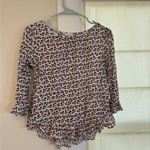 GAP Red and Black Floral Blouse